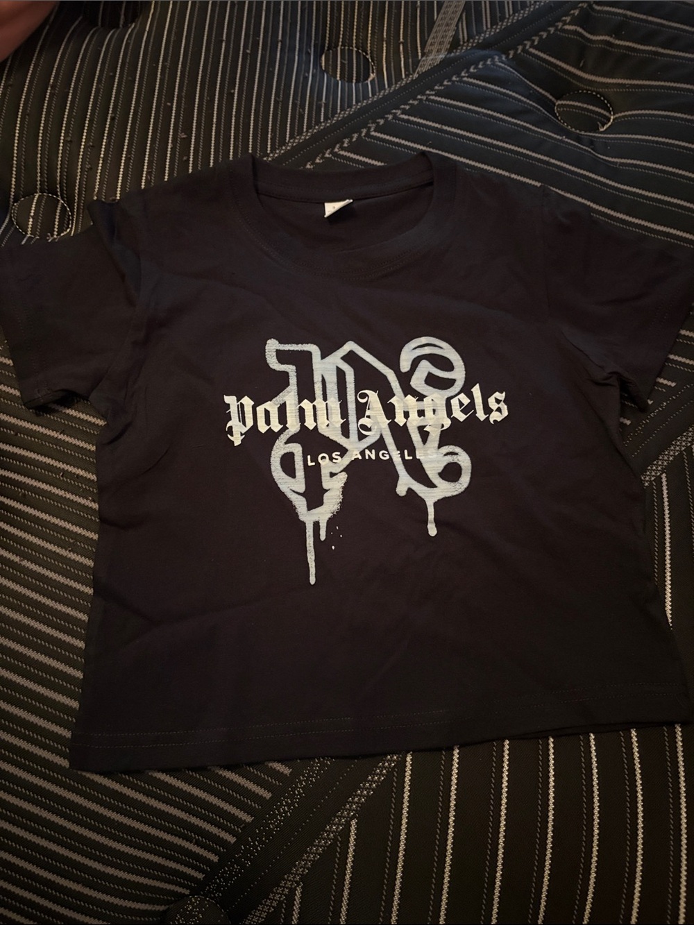 Palm Angels Black Tee with White Drip Logo